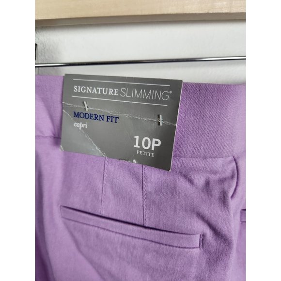 Signature Slimming by Christopher & Banks Sz. 10P Purple Modern Fit Capri NWT - Picture 5 of 6
